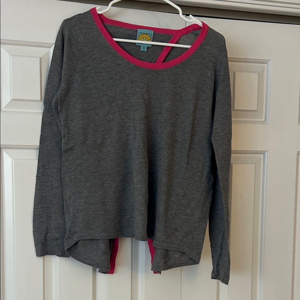 C&C California Gray and Pink Sweater